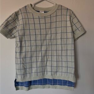 Tiny Cottons Kids Checkered Sweater - Cream and Blue